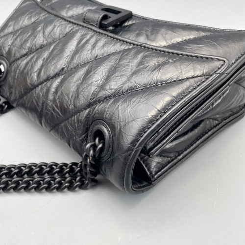 Balenciaga Crush Chain Shoulder Bag Xs Aged Calfskin Black