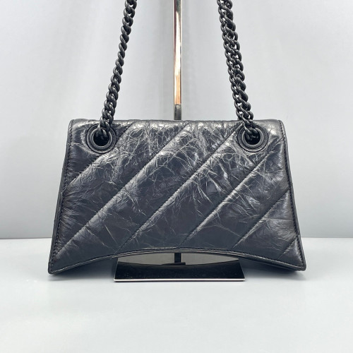 Balenciaga Crush Chain Shoulder Bag Xs Aged Calfskin Black