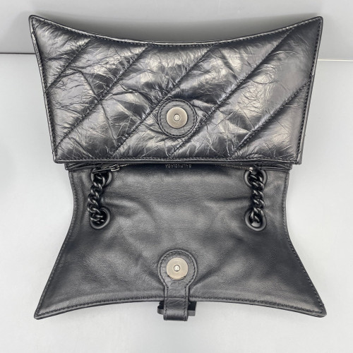 Balenciaga Crush Chain Shoulder Bag Xs Aged Calfskin Black