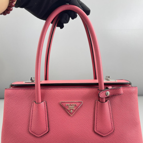 Prada Large Double Bag Saffiano Calfskin New Rosette