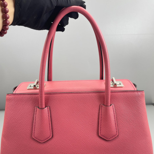 Prada Large Double Bag Saffiano Calfskin New Rosette