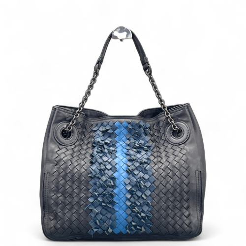 Bottega Veneta Tote Bag Calfskin Intrecciato Blue Charcoal