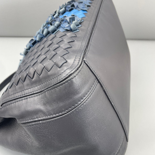 Bottega Veneta Tote Bag Calfskin Intrecciato Blue Charcoal