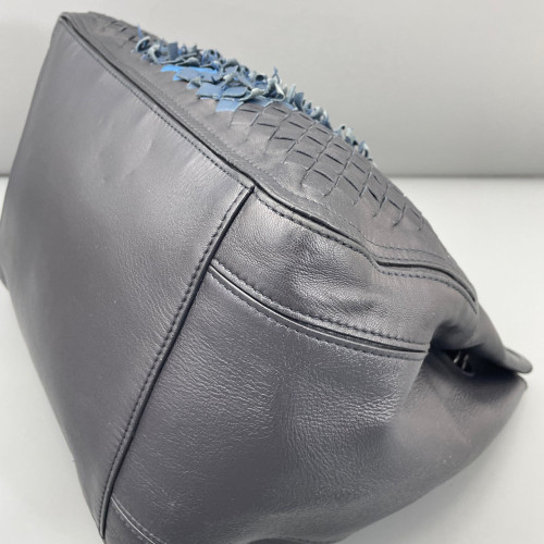Bottega Veneta Tote Bag Calfskin Intrecciato Blue Charcoal