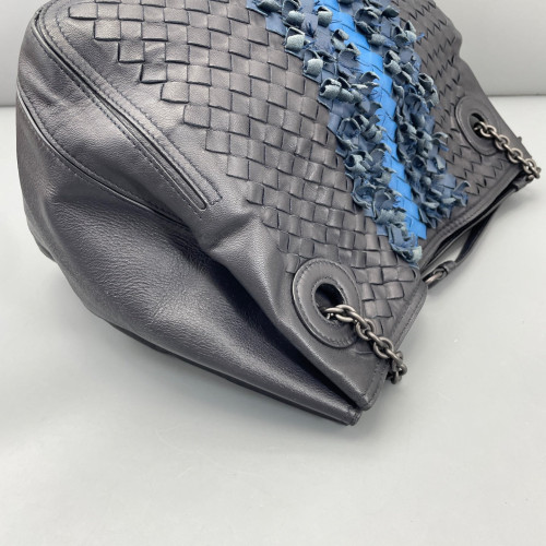 Bottega Veneta Tote Bag Calfskin Intrecciato Blue Charcoal