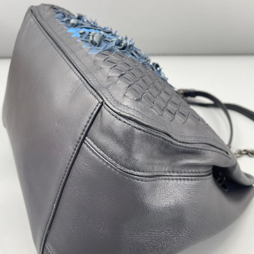 Bottega Veneta Tote Bag Calfskin Intrecciato Blue Charcoal