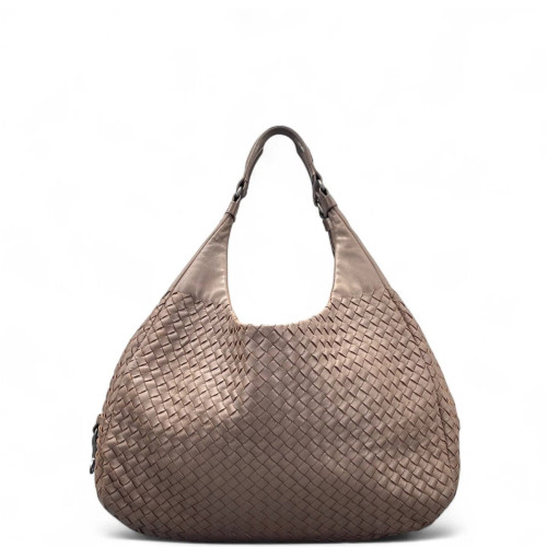Bottega Veneta Medium Veneta Hobo Calfskin Intrecciato Brown