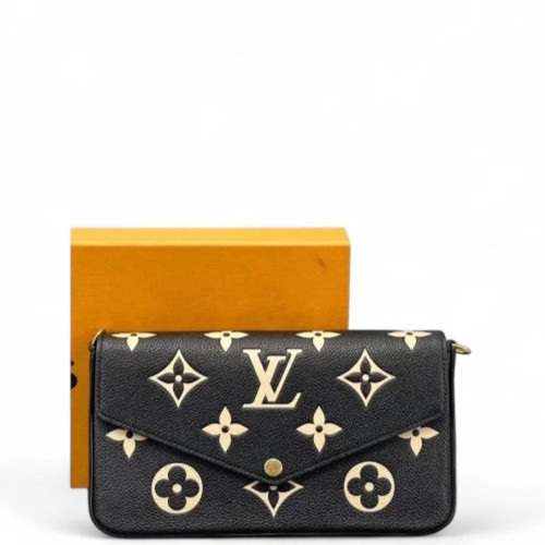 Louis Vuitton Pochette Felicie Chain Wallet Monogram Empreinte Giant Black White