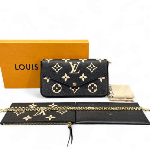Louis Vuitton Pochette Felicie Chain Wallet Monogram Empreinte Giant Black White