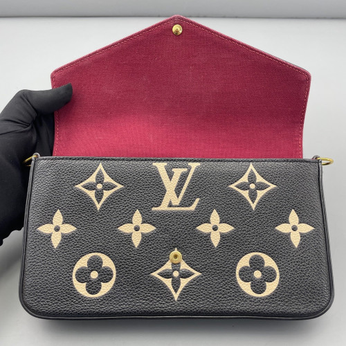 Louis Vuitton Pochette Felicie Chain Wallet Monogram Empreinte Giant Black White