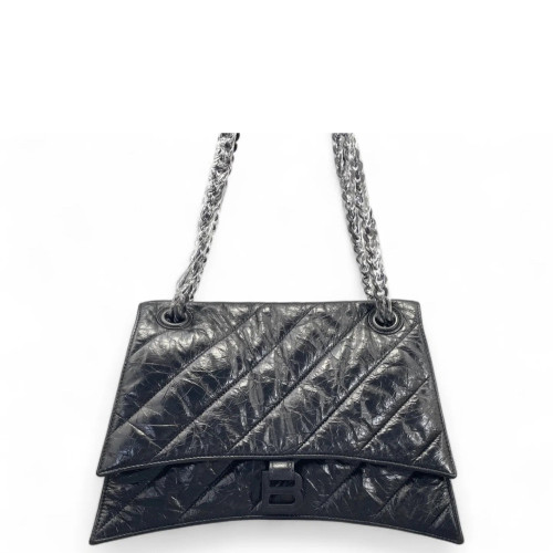 Balenciaga Medium Crush Chain Shoulder Bag Calfskin Black Balenciaga Medium Crush Chain Shoulder Bag Calfskin Black