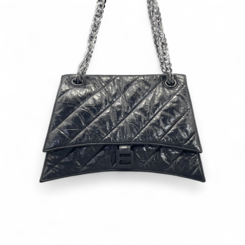 Balenciaga Medium Crush Chain Shoulder Bag Calfskin Black Balenciaga Medium Crush Chain Shoulder Bag Calfskin Black