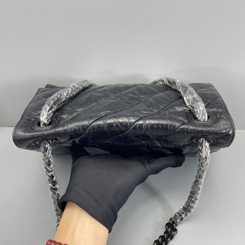 Balenciaga Medium Crush Chain Shoulder Bag Calfskin Black Balenciaga Medium Crush Chain Shoulder Bag Calfskin Black