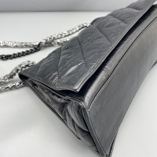 Balenciaga Medium Crush Chain Shoulder Bag Calfskin Black Balenciaga Medium Crush Chain Shoulder Bag Calfskin Black
