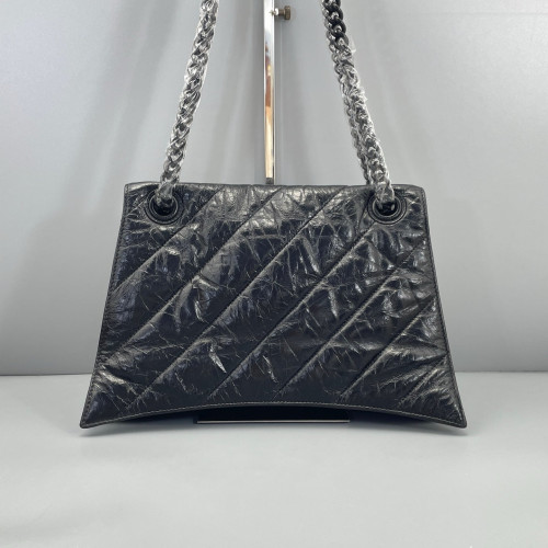 Balenciaga Medium Crush Chain Shoulder Bag Calfskin Black Balenciaga Medium Crush Chain Shoulder Bag Calfskin Black