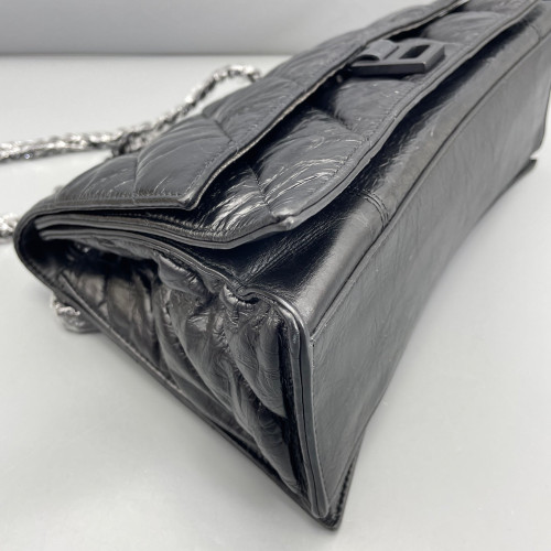 Balenciaga Medium Crush Chain Shoulder Bag Calfskin Black Balenciaga Medium Crush Chain Shoulder Bag Calfskin Black