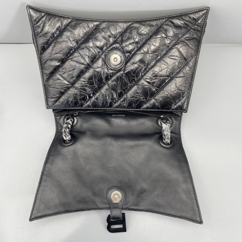 Balenciaga Medium Crush Chain Shoulder Bag Calfskin Black Balenciaga Medium Crush Chain Shoulder Bag Calfskin Black