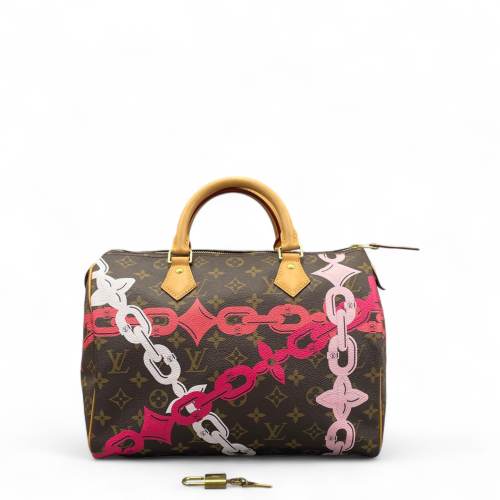 Louis Vuitton Speedy 30 Monogram Brown Pink White Louis Vuitton Speedy 30 Monogram Brown Pink White