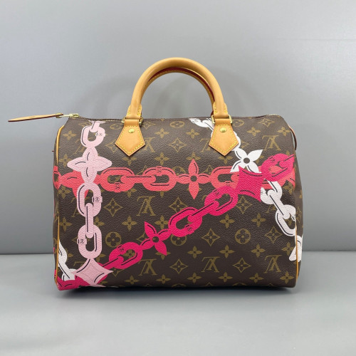 Louis Vuitton Speedy 30 Monogram Brown Pink White Louis Vuitton Speedy 30 Monogram Brown Pink White