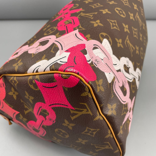 Louis Vuitton Speedy 30 Monogram Brown Pink White Louis Vuitton Speedy 30 Monogram Brown Pink White