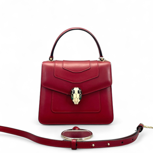 Bvlgari Small Serpenti Forever Top Handle Bag Smooth Calfskin Red