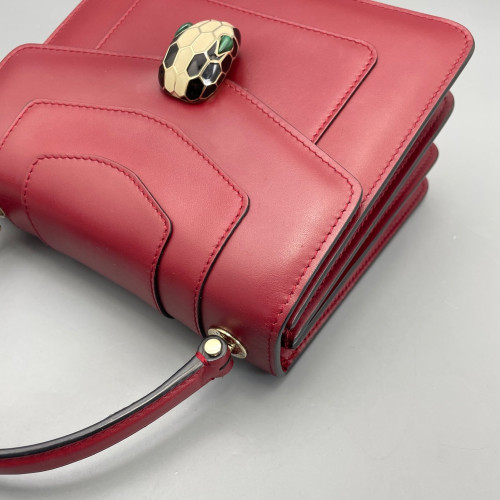 Bvlgari Small Serpenti Forever Top Handle Bag Smooth Calfskin Red