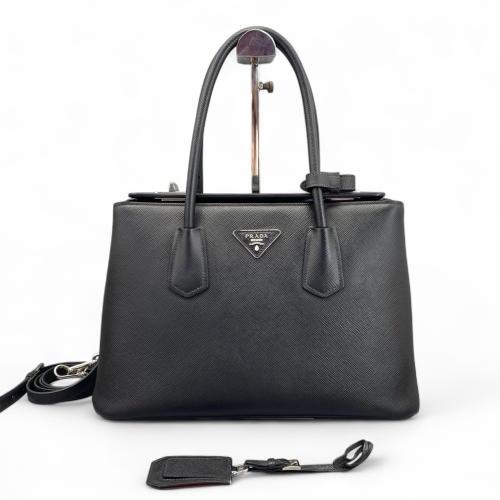 Prada Two-Way Bag Saffiano Calfskin Black