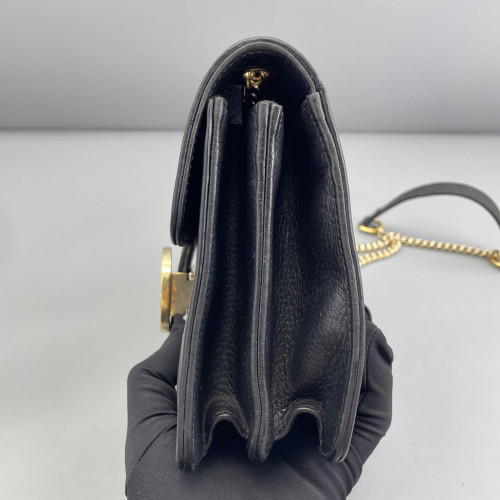 Gucci Small Interlocking G Shoulder Bag Vitello Phenix Black