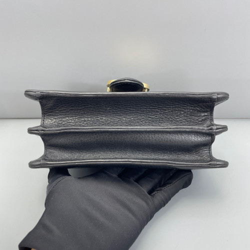 Gucci Small Interlocking G Shoulder Bag Vitello Phenix Black
