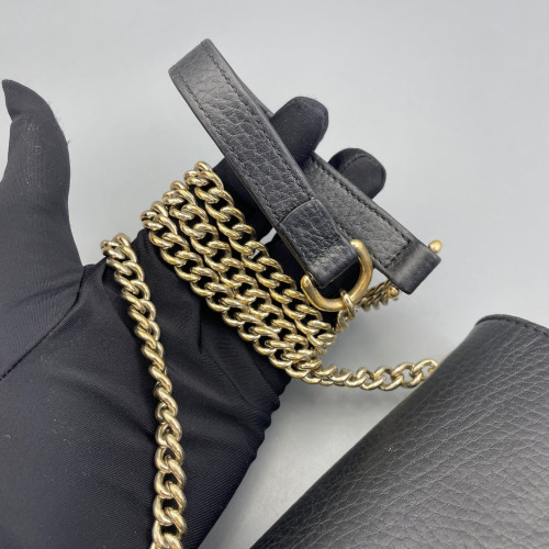 Gucci Small Interlocking G Shoulder Bag Vitello Phenix Black