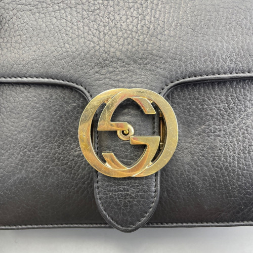 Gucci Small Interlocking G Shoulder Bag Vitello Phenix Black