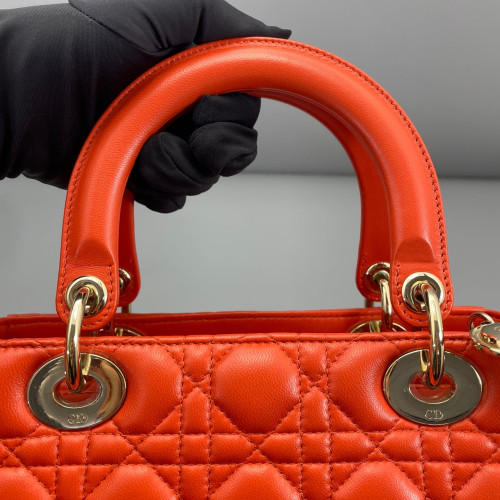 Dior Medium Lady Dior Lambskin Orange
