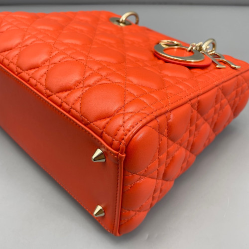 Dior Medium Lady Dior Lambskin Orange