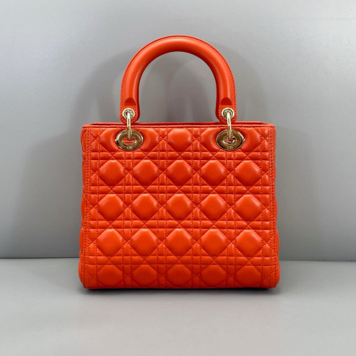 Dior Medium Lady Dior Lambskin Orange