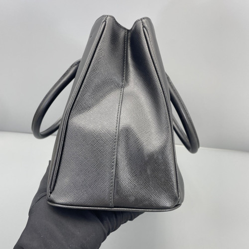 Prada Medium Galleria Double Zip Tote Saffiano Calfskin Black