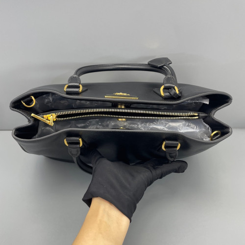 Prada Medium Galleria Double Zip Tote Saffiano Calfskin Black
