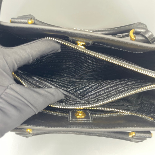 Prada Medium Galleria Double Zip Tote Saffiano Calfskin Black