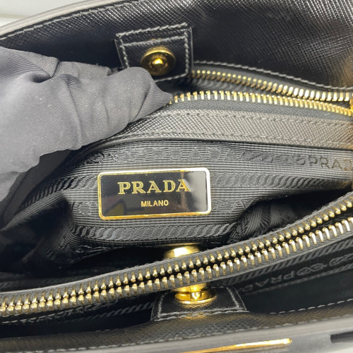 Prada Medium Galleria Double Zip Tote Saffiano Calfskin Black