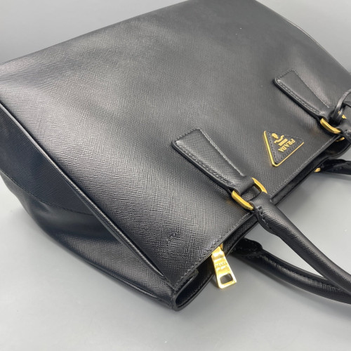 Prada Medium Galleria Double Zip Tote Saffiano Calfskin Black