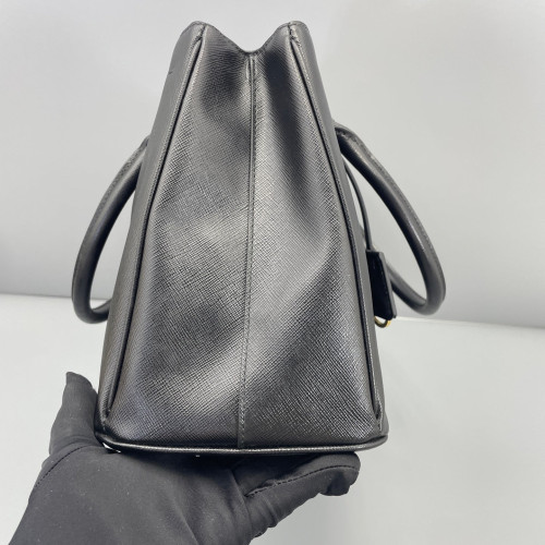 Prada Medium Galleria Double Zip Tote Saffiano Calfskin Black