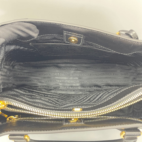 Prada Medium Galleria Double Zip Tote Saffiano Calfskin Black