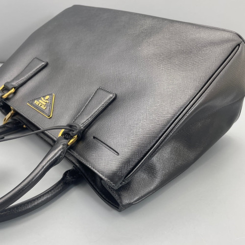 Prada Medium Galleria Double Zip Tote Saffiano Calfskin Black