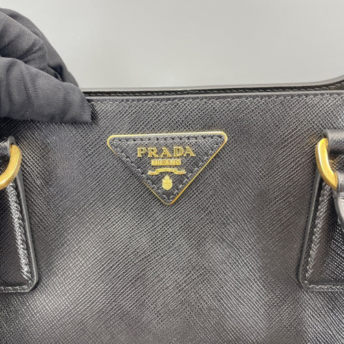 Prada Medium Galleria Double Zip Tote Saffiano Calfskin Black
