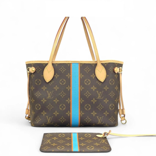 Louis Vuitton Neverfull PM Monogram Brown Blue Orange