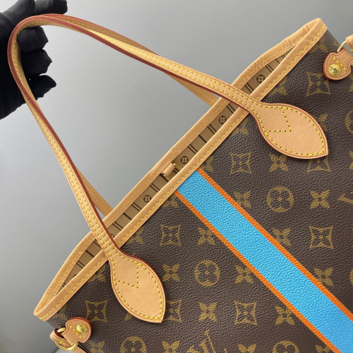 Louis Vuitton Neverfull PM Monogram Brown Blue Orange