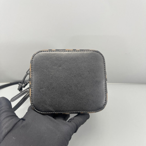 Fendi Mini Mon Tresor Bucket Embossed FF Brown Black Fendi Mini Mon Tresor Bucket Embossed FF Brown Black