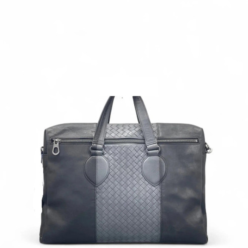 Bottega Veneta Intrecciato Briefcase Standard Calfskin Intrecciato Dark Grey Grey