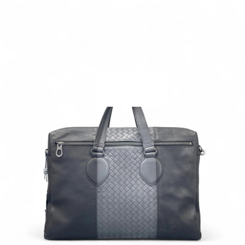 Bottega Veneta Intrecciato Briefcase Standard Calfskin Intrecciato Dark Grey Grey
