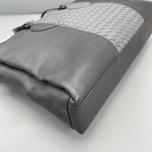 Bottega Veneta Intrecciato Briefcase Standard Calfskin Intrecciato Dark Grey Grey