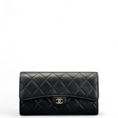 Chanel Quilted Yen Wallet Lambskin Black Chanel Quilted Yen Wallet Lambskin Black